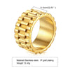 Unisex Stainless Steel Geometric Wide Band Ring In Gold Tone Personality Style Index Finger Accessory