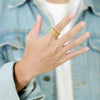 Unisex Stainless Steel Geometric Wide Band Ring In Gold Tone Personality Style Index Finger Accessory