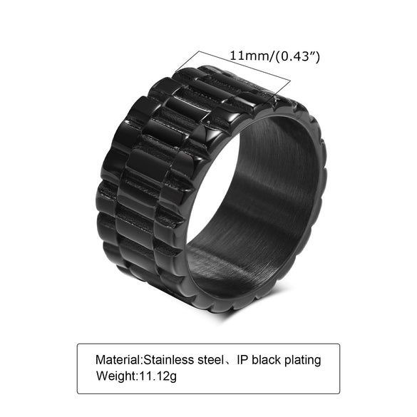 Unisex Stainless Steel Geometric Wide Band Ring In Gold Tone Personality Style Index Finger Accessory