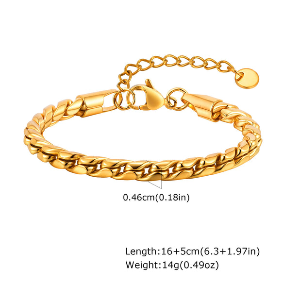 Unisex Stainless Steel Handmade Chain With Retro Old Twist Geometric Square Design And Electroplating