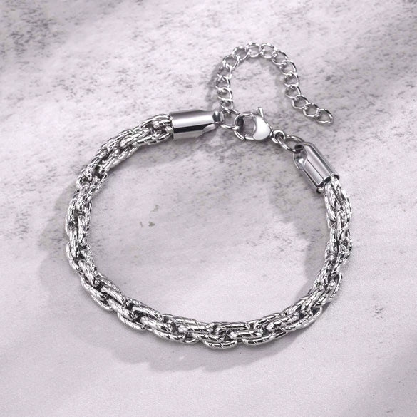 Unisex Stainless Steel Handmade Chain With Retro Old Twist Geometric Square Design And Electroplating
