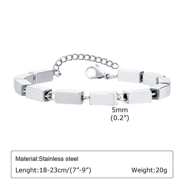 Unisex Stainless Steel Handmade Chain With Retro Old Twist Geometric Square Design And Electroplating