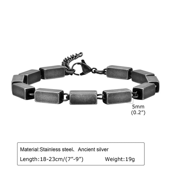 Unisex Stainless Steel Handmade Chain With Retro Old Twist Geometric Square Design And Electroplating