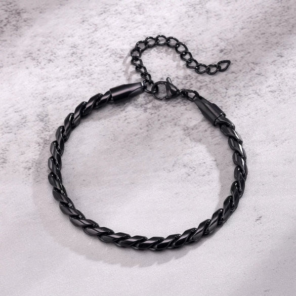 Unisex Stainless Steel Handmade Chain With Retro Old Twist Geometric Square Design And Electroplating