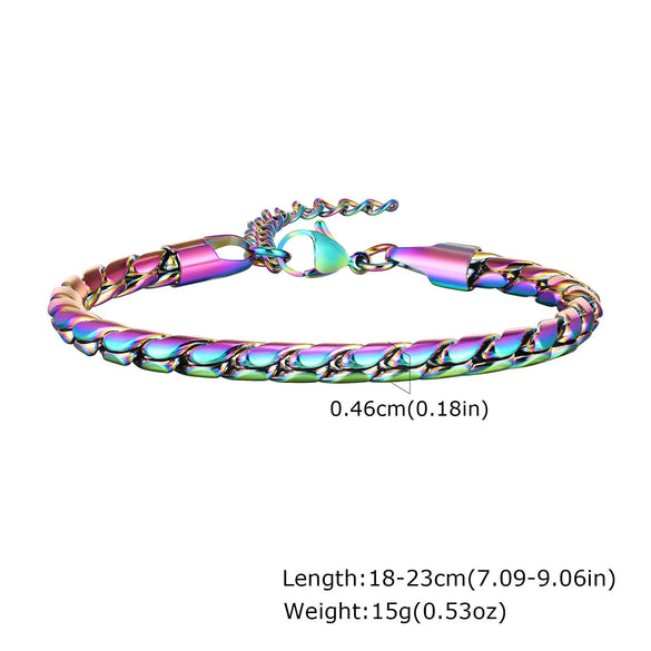 Unisex Stainless Steel Handmade Chain With Retro Old Twist Geometric Square Design And Electroplating