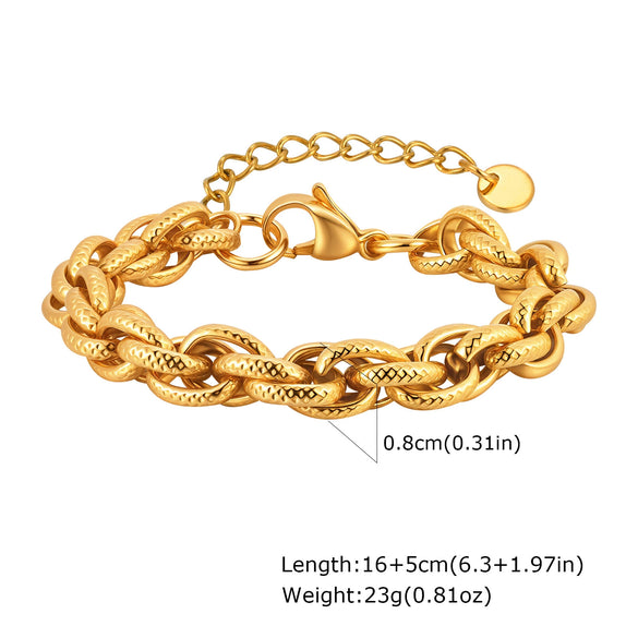Unisex Stainless Steel Handmade Chain With Retro Old Twist Geometric Square Design And Electroplating