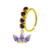 Unisex Stainless Steel Heart Shaped Nose Ring With Flower Pattern And Electroplating Treatment