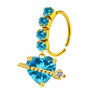 Unisex Stainless Steel Heart Shaped Nose Ring With Flower Pattern And Electroplating Treatment