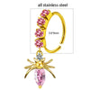 Unisex Stainless Steel Heart Shaped Nose Ring With Flower Pattern And Electroplating Treatment