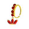Unisex Stainless Steel Heart Shaped Nose Ring With Flower Pattern And Electroplating Treatment