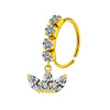 Unisex Stainless Steel Heart Shaped Nose Ring With Flower Pattern And Electroplating Treatment