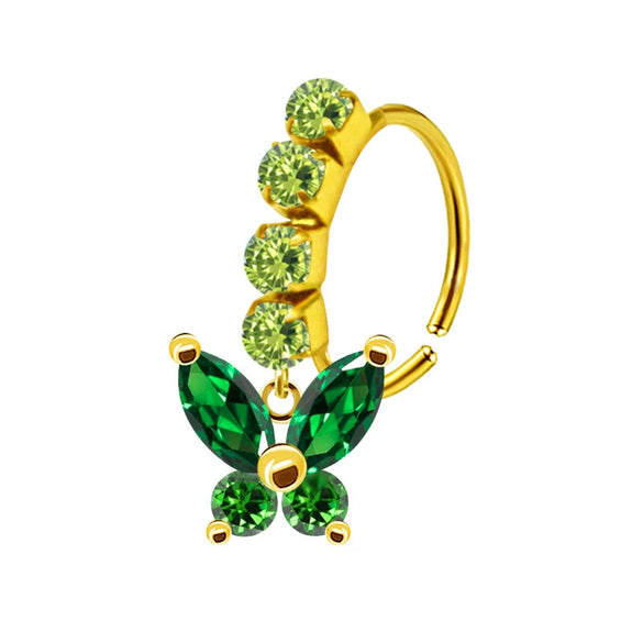Unisex Stainless Steel Heart Shaped Nose Ring With Flower Pattern And Electroplating Treatment