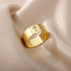 Unisex Stainless Steel Hollow Cross Ring With Electroplating