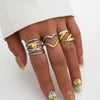Unisex Stainless Steel Hollow Heart And Ushaped Flower Geometric Rings With Vacuum Furnace Electroplating