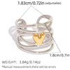 Unisex Stainless Steel Hollow Heart And Ushaped Flower Geometric Rings With Vacuum Furnace Electroplating