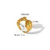 Unisex Stainless Steel Irregular Adjustable Opening Ring With Linear Lava Design And Vacuum Real Gold Pvd Furnace Electroplating