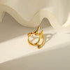 Unisex Stainless Steel Irregular Adjustable Opening Ring With Linear Lava Design And Vacuum Real Gold Pvd Furnace Electroplating