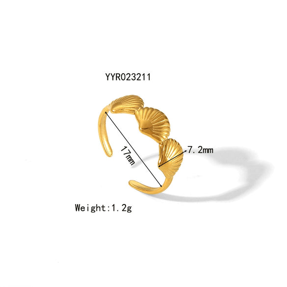 Unisex Stainless Steel Irregular Adjustable Opening Ring With Linear Lava Design And Vacuum Real Gold Pvd Furnace Electroplating