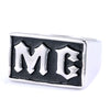 Unisex Stainless Steel Letter Mc Drop Glue Ring With Personality Style And Oil Applied Processing