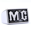 Unisex Stainless Steel Letter Mc Drop Glue Ring With Personality Style And Oil Applied Processing