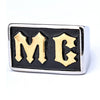 Unisex Stainless Steel Letter Mc Drop Glue Ring With Personality Style And Oil Applied Processing