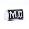 Unisex Stainless Steel Letter Mc Drop Glue Ring With Personality Style And Oil Applied Processing