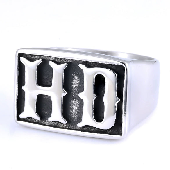 Unisex Stainless Steel Letter Mc Drop Glue Ring With Personality Style And Oil Applied Processing