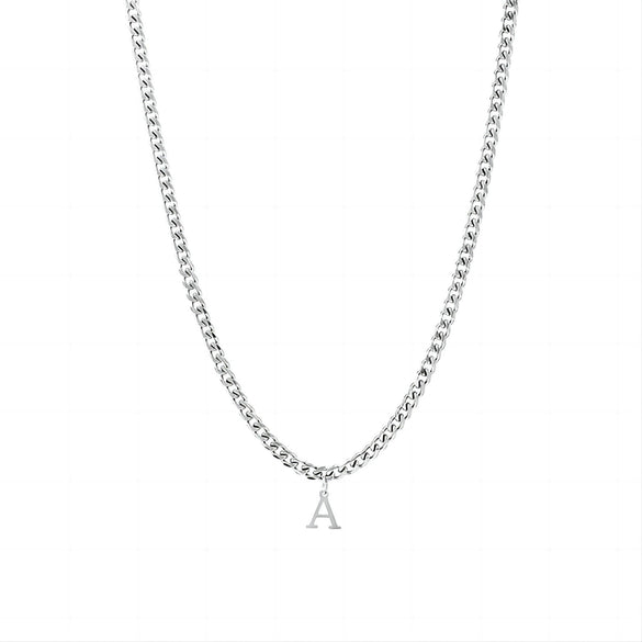 Unisex Stainless Steel Letter Pendant Necklace With Regular Chain Electroplated Simple Alphabet Jewelry Gift