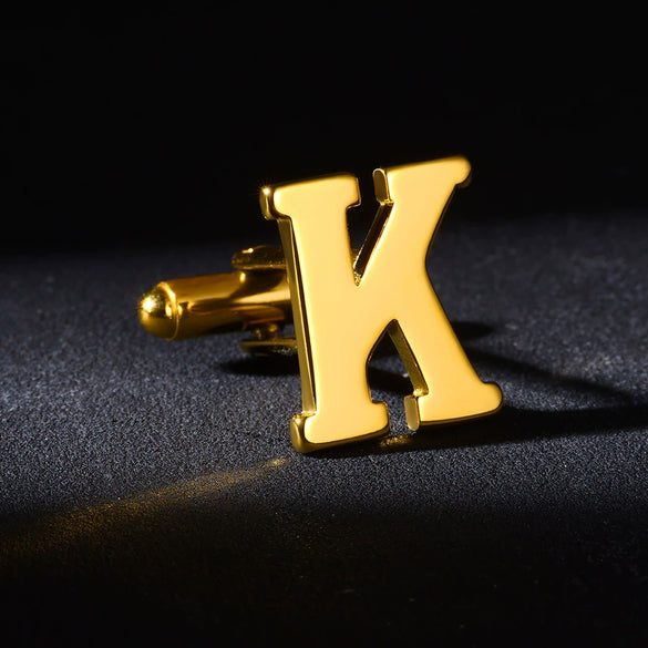 Unisex Stainless Steel Lettershaped Cufflinks With Electroplating Design