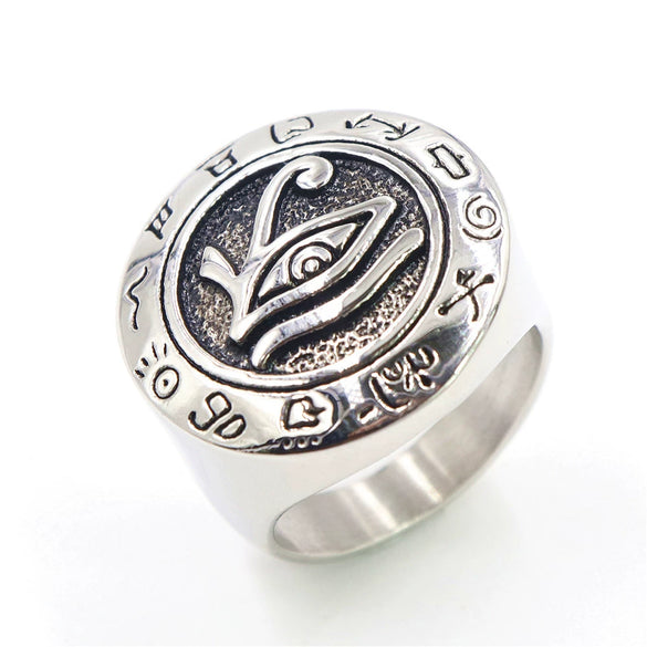 Unisex Stainless Steel Retro Polish Eye Ring