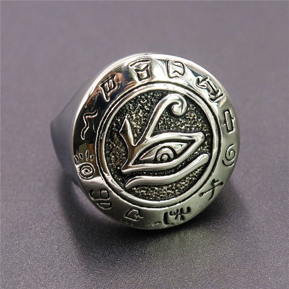 Unisex Stainless Steel Retro Polish Eye Ring