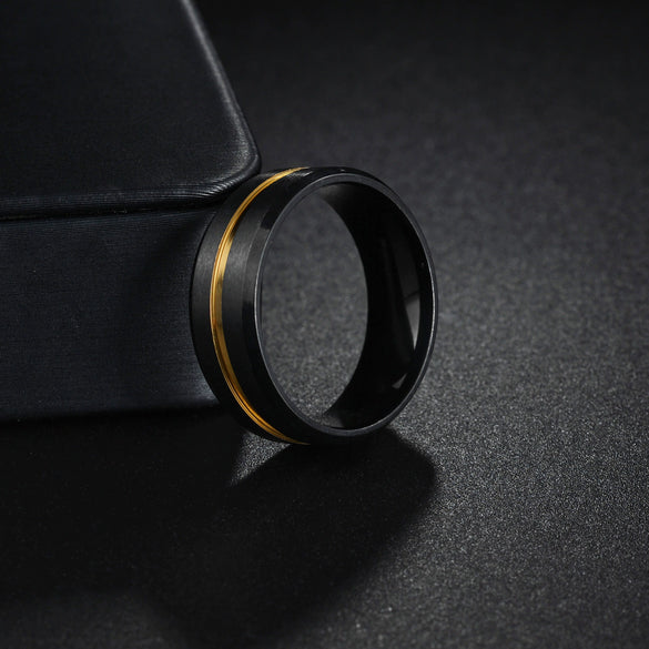 Unisex Stainless Steel Ring Jewelry With Letters Numbers Text Pattern Plated Black Gold Two Color Non Fading