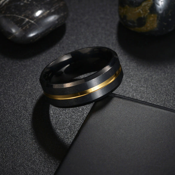 Unisex Stainless Steel Ring Jewelry With Letters Numbers Text Pattern Plated Black Gold Two Color Non Fading