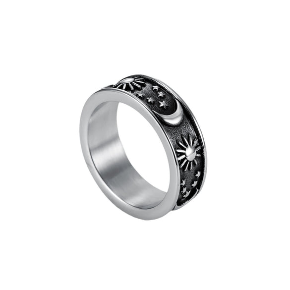 Unisex Stainless Steel Ring With Constellation Pattern And Polish Design