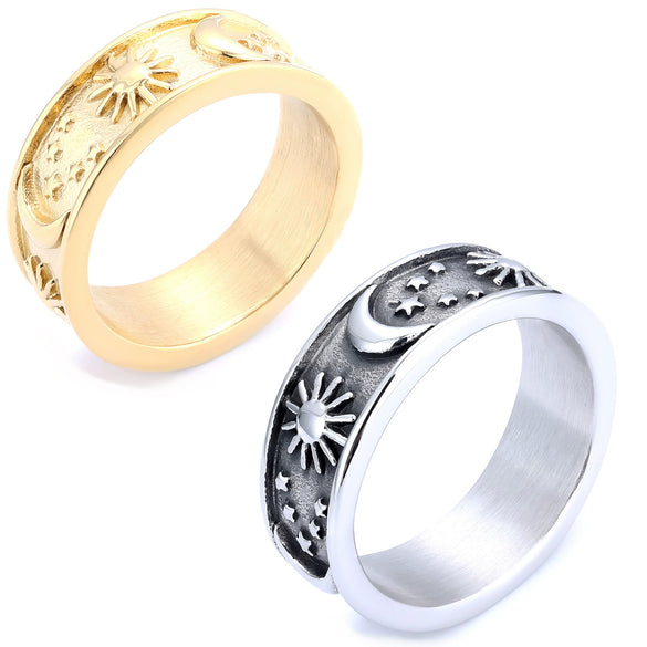 Unisex Stainless Steel Ring With Constellation Pattern And Polish Design