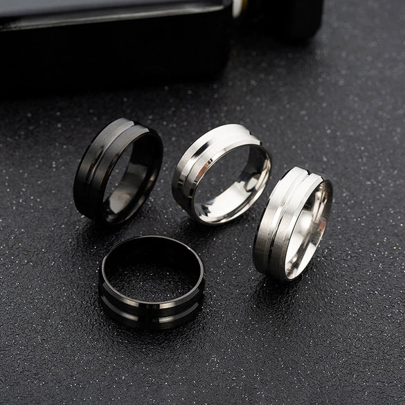 Unisex Stainless Steel Ring With Geometric Style And Electroplating Treatment
