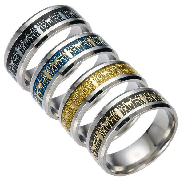 Unisex Stainless Steel Rings With Animals And Zodiac Patterns