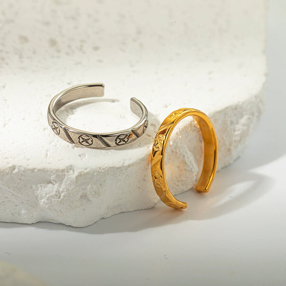 Unisex Stainless Steel Simple Geometric Ring With Electroplating Design