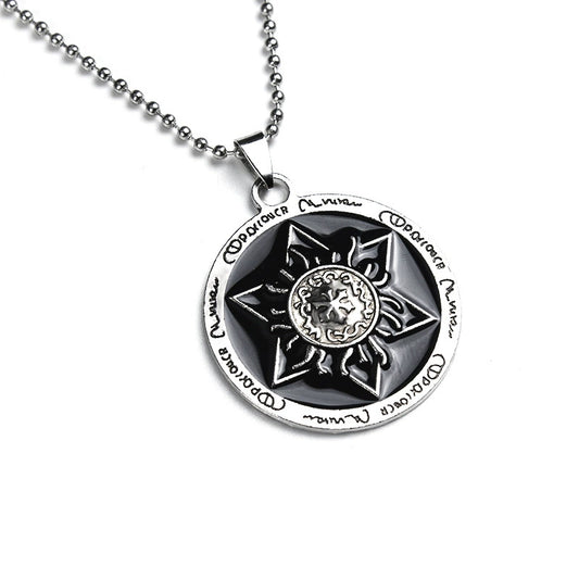 Unisex Stainless Steel Star Pendant Necklace With Round Pendant And Electroplated Finish Trendy Streetwear Jewelry