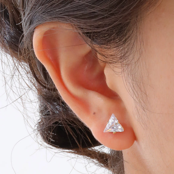 Unisex Stainless Steel Triple Decomposition Zircon Golden Fashion Earrings