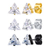 Unisex Stainless Steel Triple Decomposition Zircon Golden Fashion Earrings