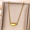 Unisex Stainless Steel Tubeshaped Pendant Necklace With Letters Numbers Text Pattern Electroplated Cross Chain