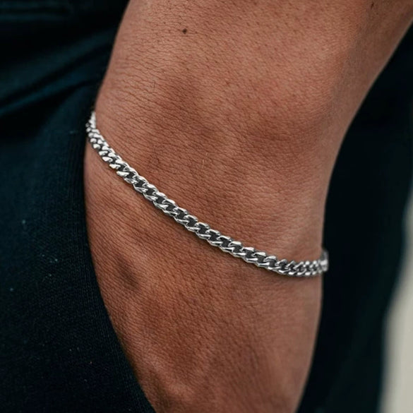 Unisex Stainless Steel Wave Chain Bracelet With Electroplated Finish And Geometric Faceted Design Minimalist Fashion Jewelry