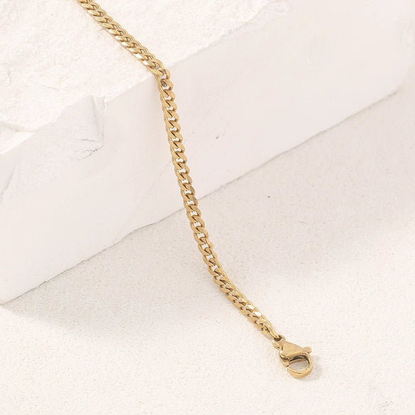 Unisex Stainless Steel Wave Chain Bracelet With Electroplated Finish And Geometric Faceted Design Minimalist Fashion Jewelry