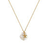 Unisex Starfish And Conch Shell Necklace With Mixed Gem Inlay Stainless Steel Electroplated 18K Gold Color