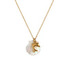 Unisex Starfish And Conch Shell Necklace With Mixed Gem Inlay Stainless Steel Electroplated 18K Gold Color