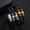 Unisex Street Style Double Layer Hand Woven Zinc Alloy Magnetic Buckle Bracelet