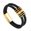 Unisex Street Style Double Layer Hand Woven Zinc Alloy Magnetic Buckle Bracelet