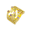 Unisex Sweet Cool Style Copper Ring With Zircon Geometric Design Electroplated In Gold Colorful Fashion Statement Jewelry