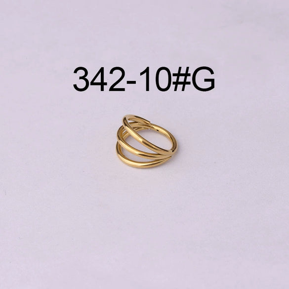Unisex Threelayer Closed Ring Ear And Nose Piercing Jewelry Electroplated 316 Stainless Steel With Geometric Design
